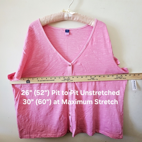 Size XXL Old Navy Hot Pink Short Sleeved V Neck Button Up Front Women's Summer - Picture 13 of 16